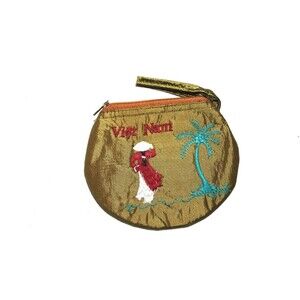 Satin Coin Purse Jewelry Organizer Small Embroidered Viet Nam Woman's  5" x 4"